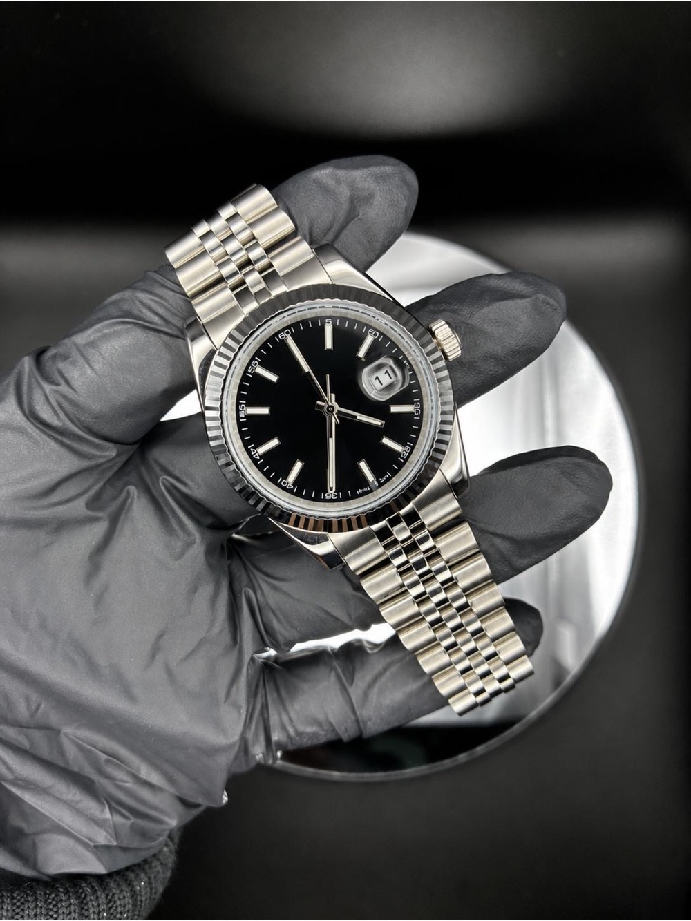 Men's Stainless Steel Black Dial Datejust Watch
